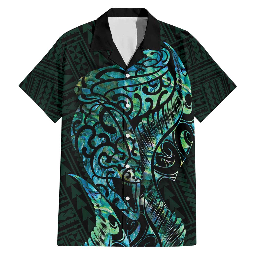 New Zealand Eel Family Matching Mermaid Dress and Hawaiian Shirt Tuna Aotearoa Maori With Paua Shell - Turquoise LT14 Dad's Shirt - Short Sleeve Turquoise - Polynesian Pride