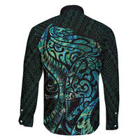 New Zealand Eel Family Matching Mermaid Dress and Hawaiian Shirt Tuna Aotearoa Maori With Paua Shell - Turquoise LT14 - Polynesian Pride