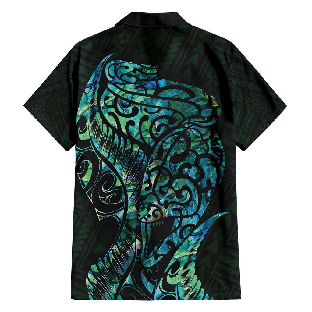 New Zealand Eel Family Matching Off Shoulder Maxi Dress and Hawaiian Shirt Tuna Aotearoa Maori With Paua Shell - Turquoise LT14 - Polynesian Pride