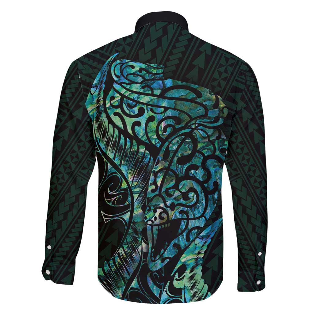 New Zealand Eel Family Matching Summer Maxi Dress and Hawaiian Shirt Tuna Aotearoa Maori With Paua Shell - Turquoise LT14 - Polynesian Pride