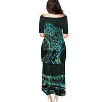 New Zealand Eel Puletasi Tuna Aotearoa Maori With Paua Shell - Turquoise LT14 - Polynesian Pride