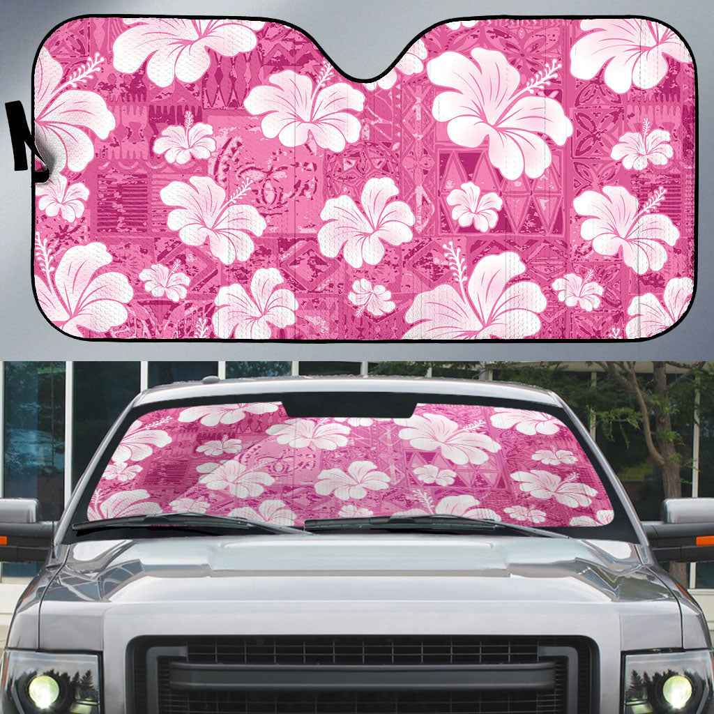 Pink Bula Fiji Masi Hibiscus Seamless Auto Sun Shade LT14 Pink - Polynesian Pride