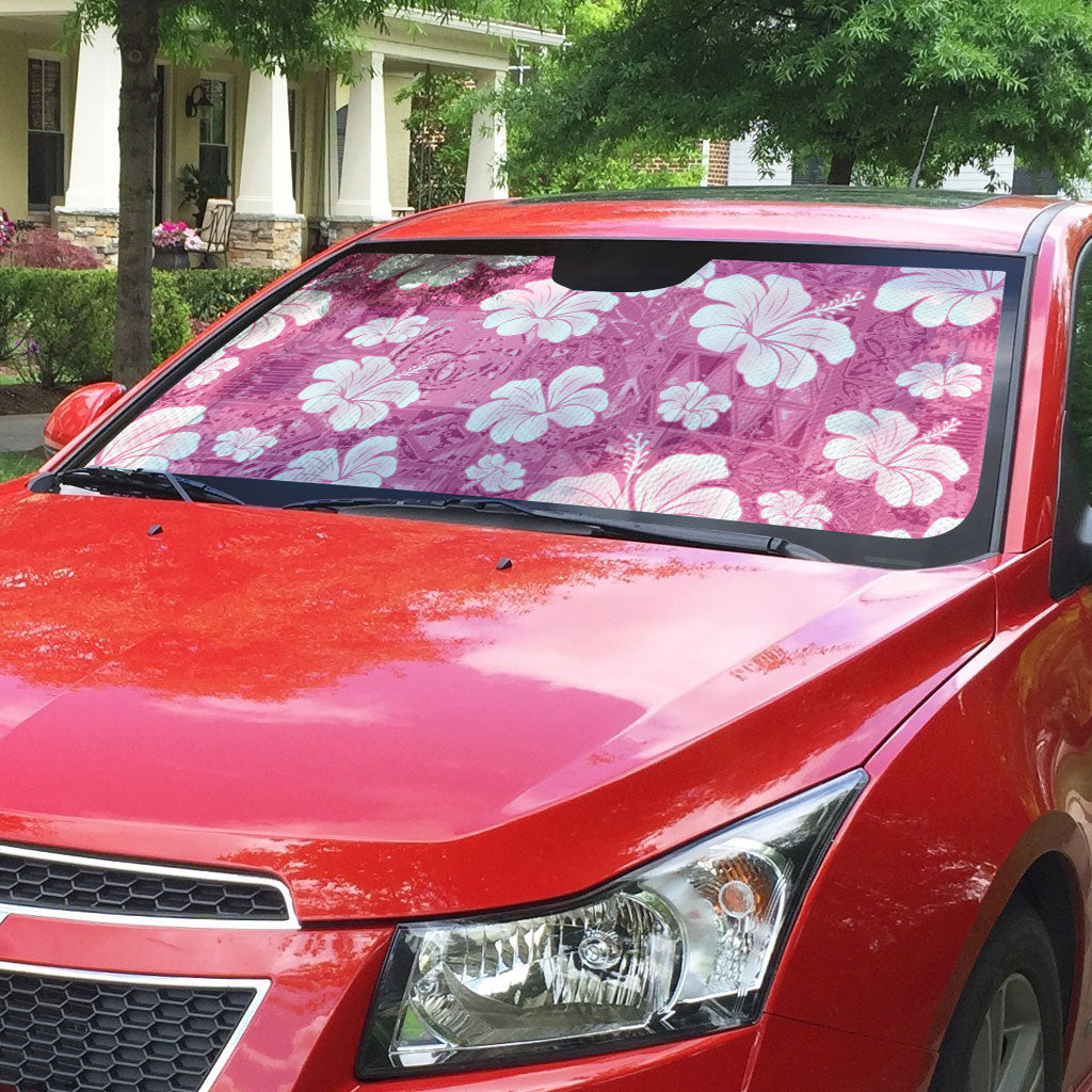 Pink Bula Fiji Masi Hibiscus Seamless Auto Sun Shade