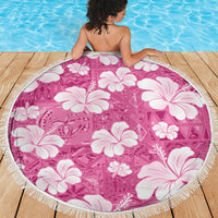 Pink Bula Fiji Masi Hibiscus Seamless Beach Blanket