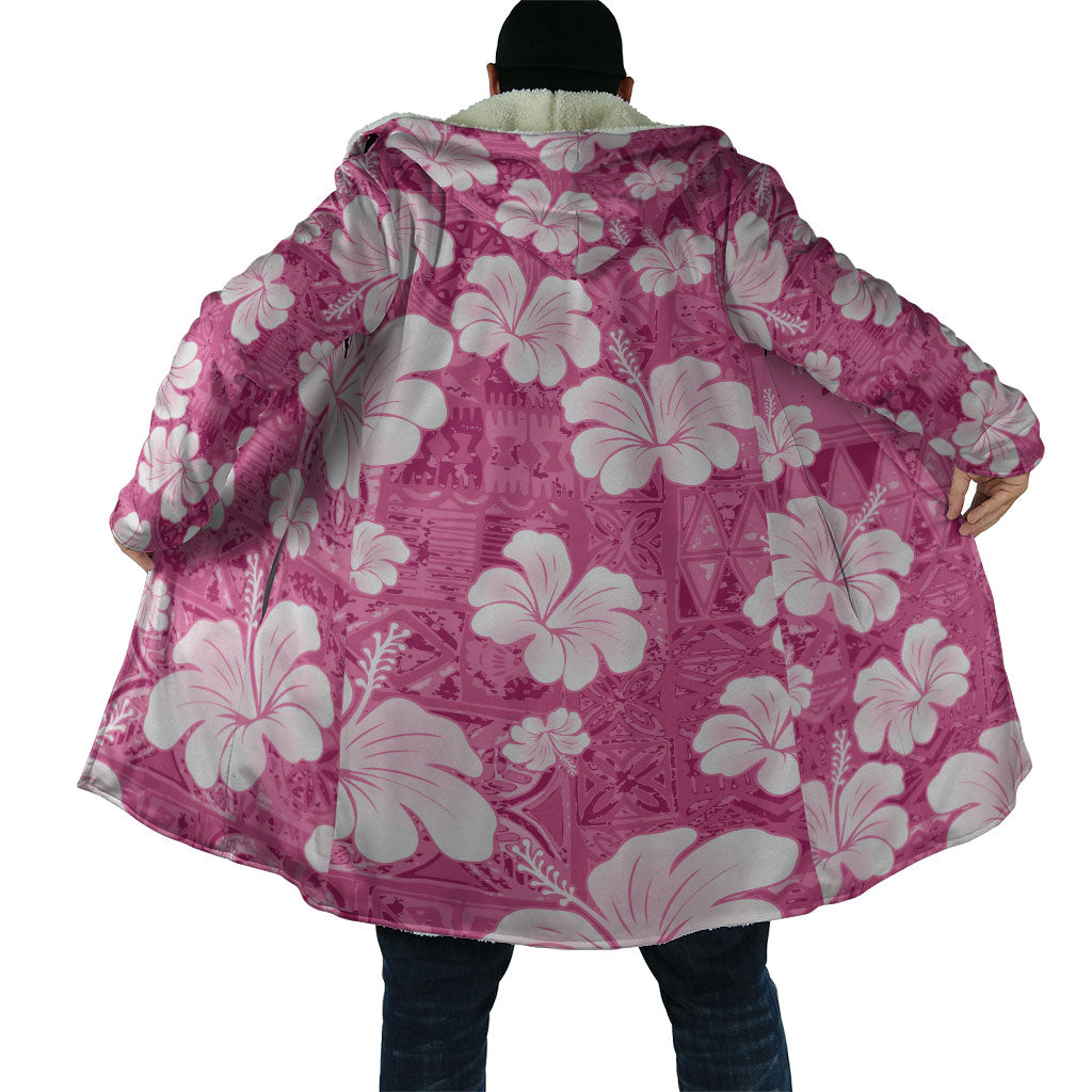 Pink Bula Fiji Masi Hibiscus Seamless Cloak