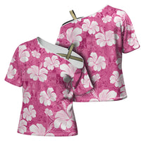 Pink Bula Fiji Masi Hibiscus Seamless Cross Shoulder Shirt