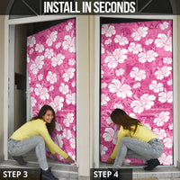 Pink Bula Fiji Masi Hibiscus Seamless Door Cover