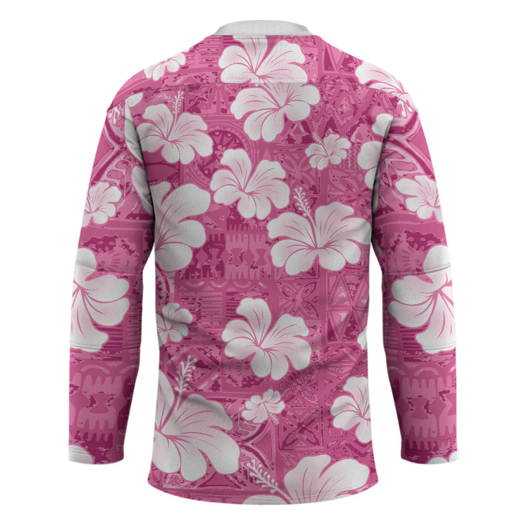 Pink Bula Fiji Masi Hibiscus Seamless Hockey Jersey