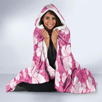 Pink Bula Fiji Masi Hibiscus Seamless Hooded Blanket