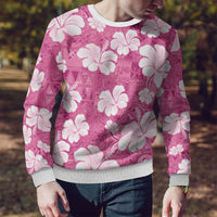 Pink Bula Fiji Masi Hibiscus Seamless Ugly Christmas Sweater