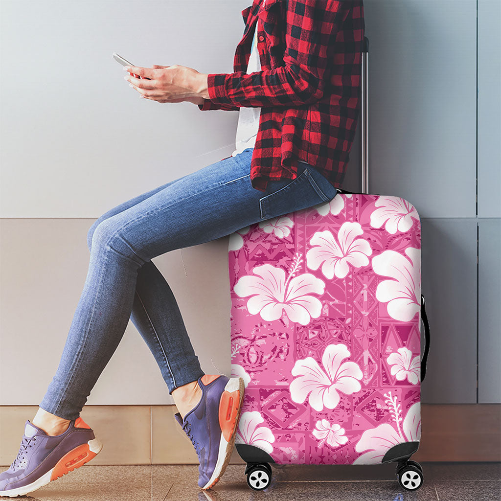 Pink Bula Fiji Masi Hibiscus Seamless Luggage Cover