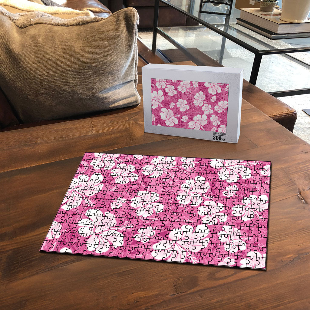 Pink Bula Fiji Masi Hibiscus Seamless Puzzle