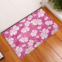Pink Bula Fiji Masi Hibiscus Seamless Rubber Doormat