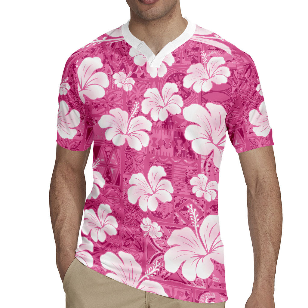 Pink Bula Fiji Masi Hibiscus Seamless Rugby Jersey