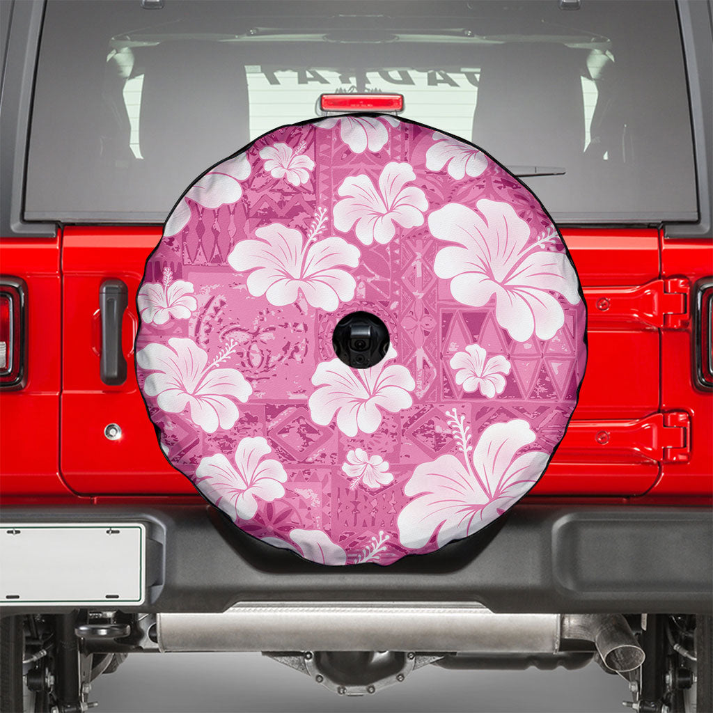 Pink Bula Fiji Masi Hibiscus Seamless Spare Tire Cover