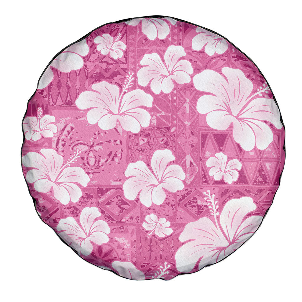 Pink Bula Fiji Masi Hibiscus Seamless Spare Tire Cover