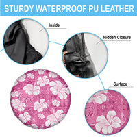 Pink Bula Fiji Masi Hibiscus Seamless Spare Tire Cover