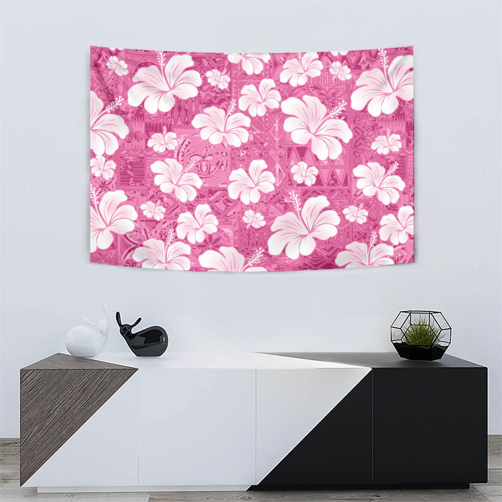 Pink Bula Fiji Masi Hibiscus Seamless Tapestry