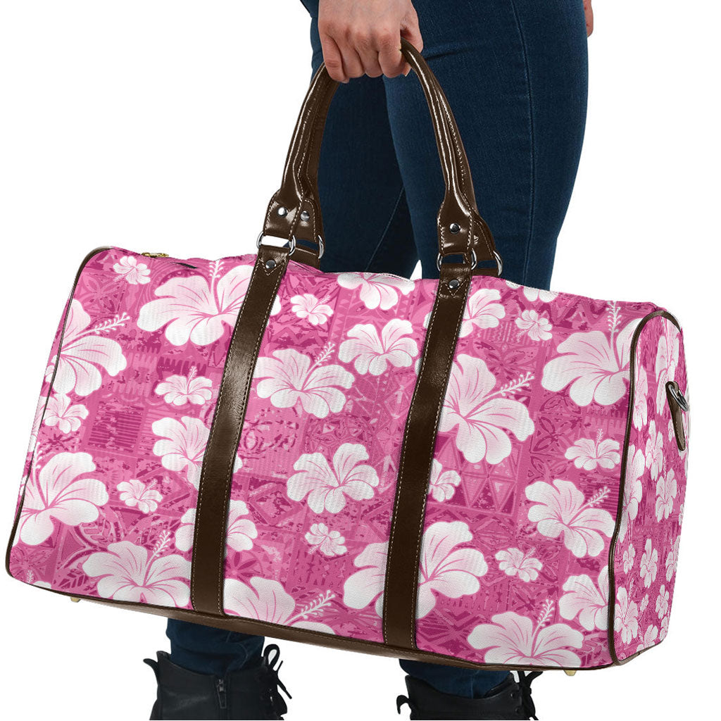 Pink Bula Fiji Masi Hibiscus Seamless Travel Bag