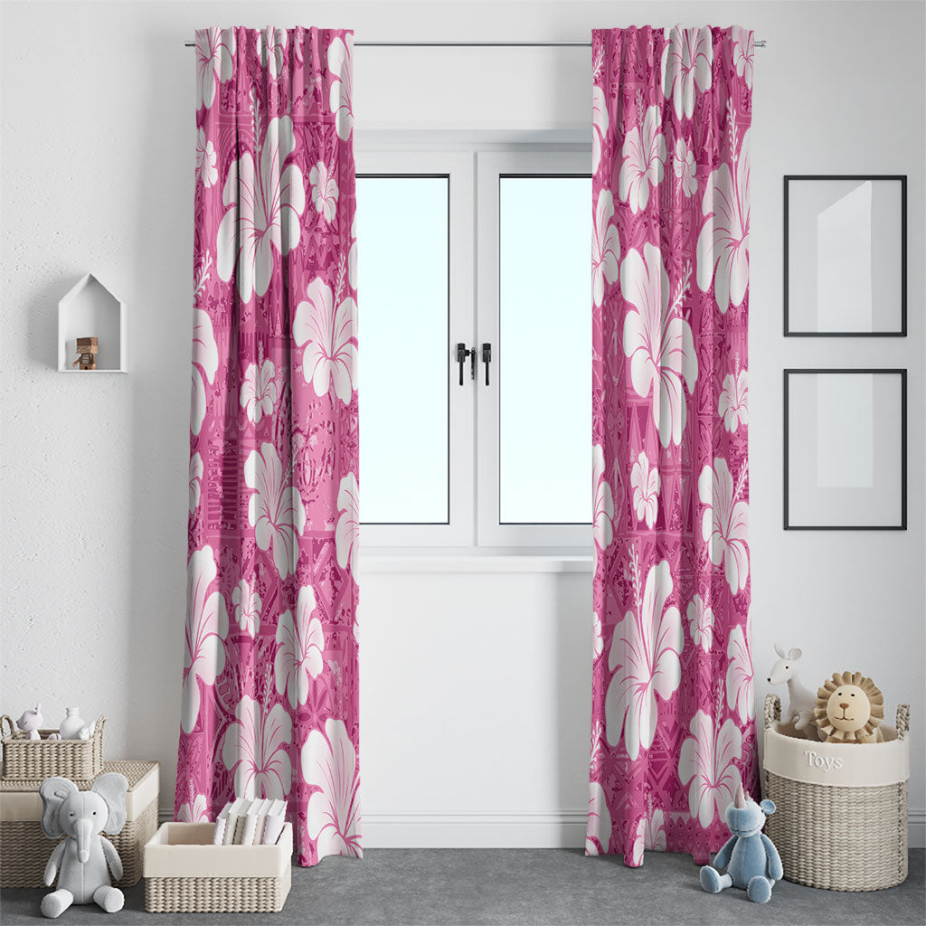 Pink Bula Fiji Masi Hibiscus Seamless Window Curtain