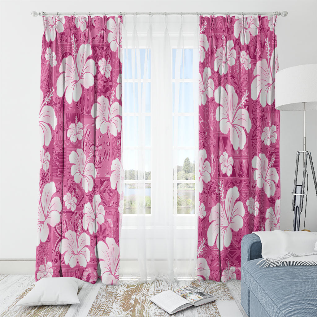Pink Bula Fiji Masi Hibiscus Seamless Window Curtain