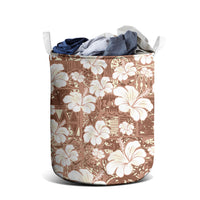 Brown Bula Fiji Masi Hibiscus Seamless Laundry Basket