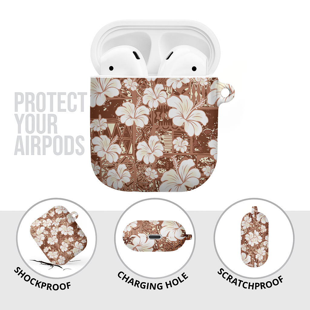 Brown Bula Fiji Masi Hibiscus Seamless AirPods Case
