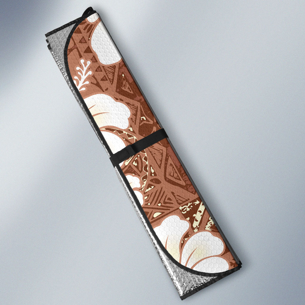 Brown Bula Fiji Masi Hibiscus Seamless Auto Sun Shade