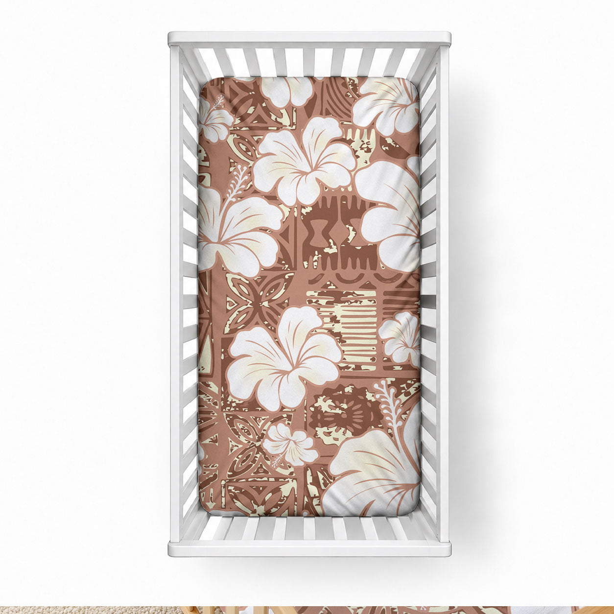 Brown Bula Fiji Masi Hibiscus Seamless Baby Bed Cover LT14 28 × 52 in Brown - Polynesian Pride