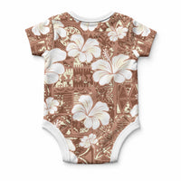 Brown Bula Fiji Masi Hibiscus Seamless Baby Onesie