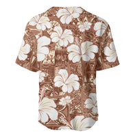 Brown Bula Fiji Masi Hibiscus Seamless Baseball Jersey