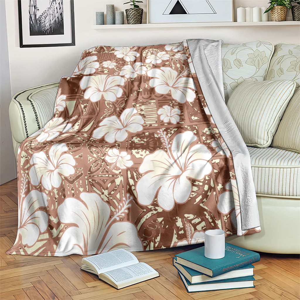 Brown Bula Fiji Masi Hibiscus Seamless Blanket