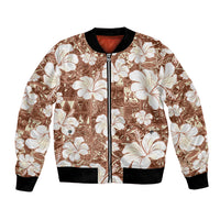 Brown Bula Fiji Masi Hibiscus Seamless Bomber Jacket