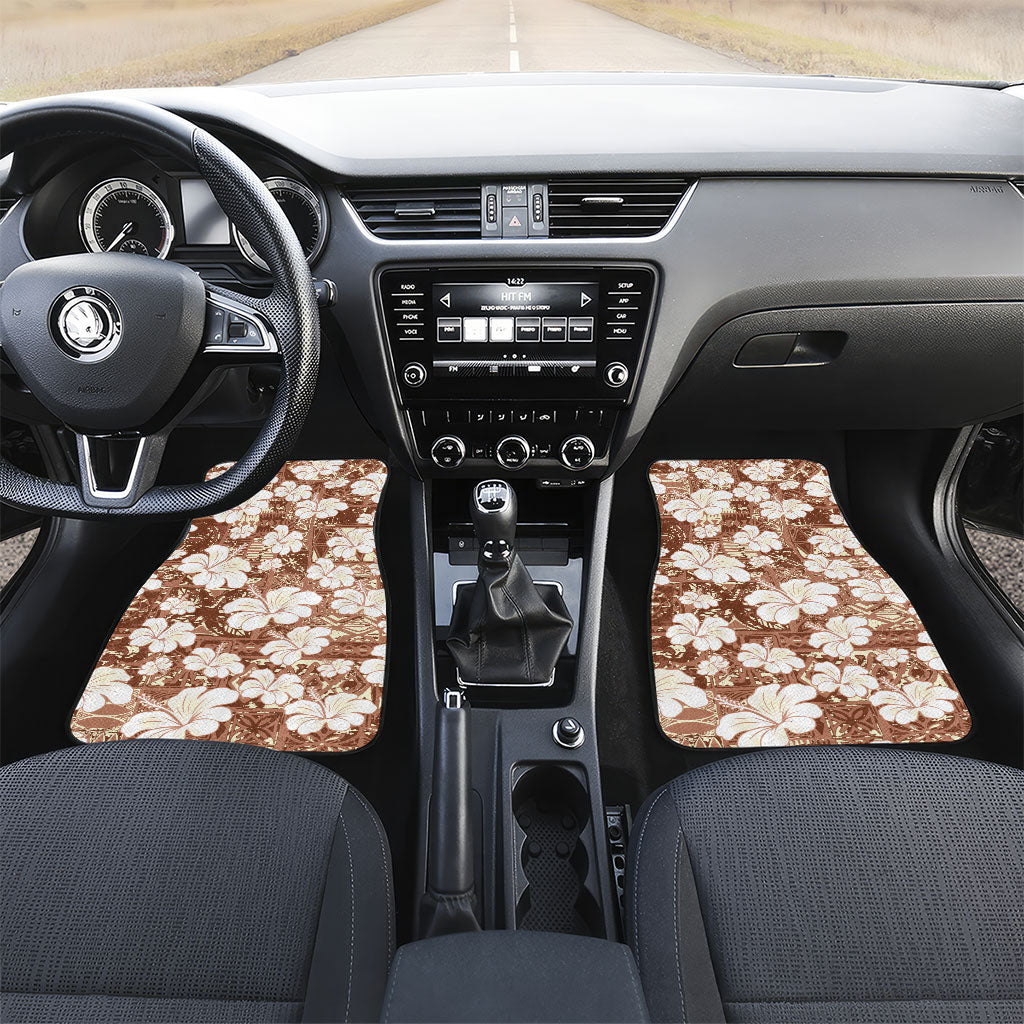 Brown Bula Fiji Masi Hibiscus Seamless Car Mats