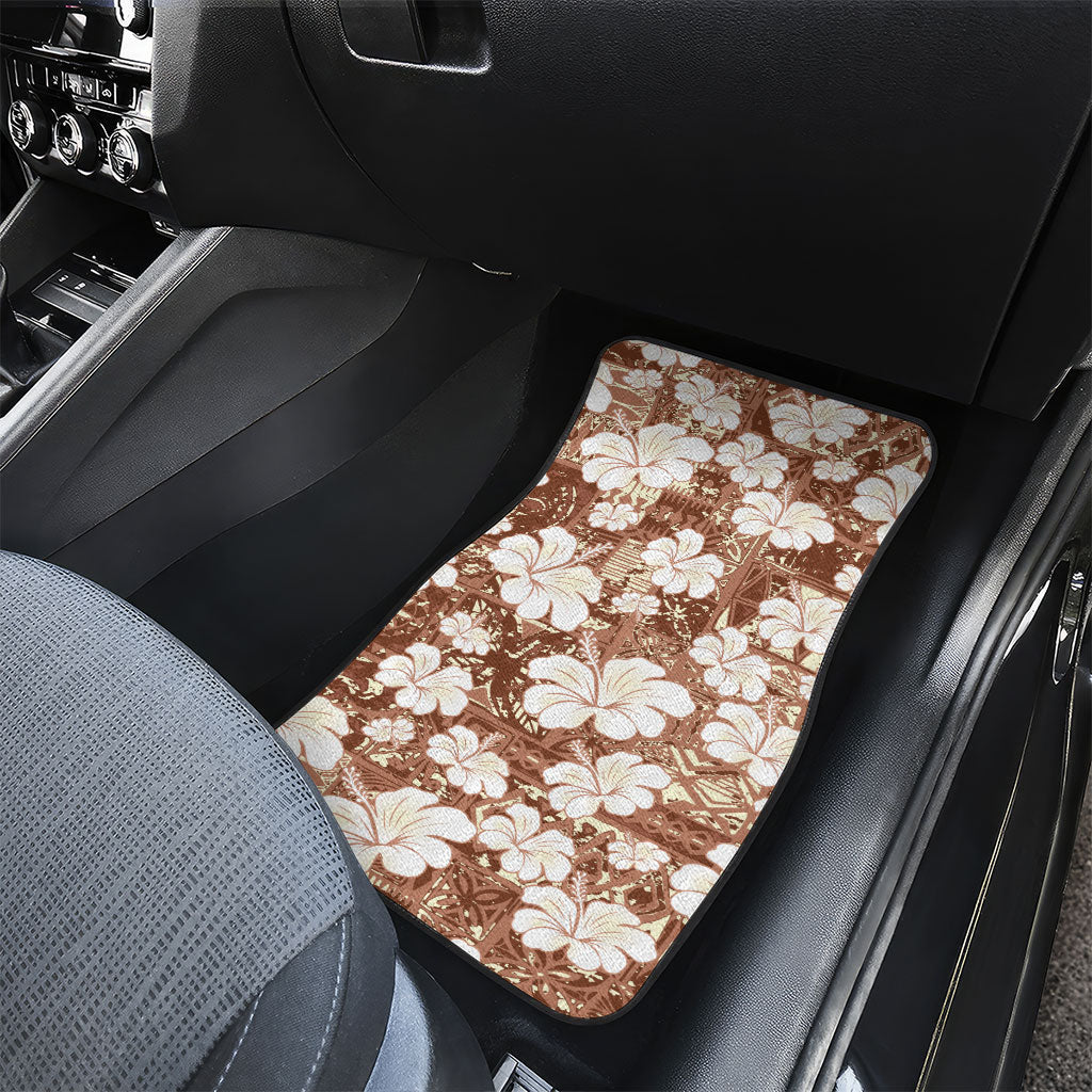 Brown Bula Fiji Masi Hibiscus Seamless Car Mats