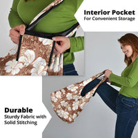 Brown Bula Fiji Masi Hibiscus Seamless Grocery Bag