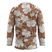 Brown Bula Fiji Masi Hibiscus Seamless Hockey Jersey