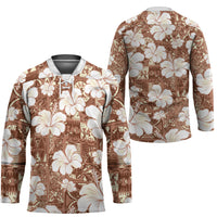 Brown Bula Fiji Masi Hibiscus Seamless Hockey Jersey