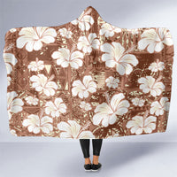 Brown Bula Fiji Masi Hibiscus Seamless Hooded Blanket