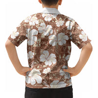 Brown Bula Fiji Masi Hibiscus Seamless Kid Hawaiian Shirt