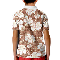 Brown Bula Fiji Masi Hibiscus Seamless Kid Polo Shirt