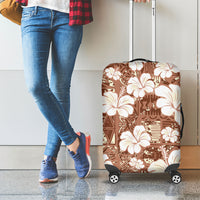 Brown Bula Fiji Masi Hibiscus Seamless Luggage Cover