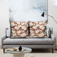 Brown Bula Fiji Masi Hibiscus Seamless Pillow Cover