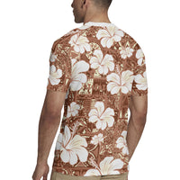 Brown Bula Fiji Masi Hibiscus Seamless Rugby Jersey