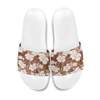 Brown Bula Fiji Masi Hibiscus Seamless Slide Sandals