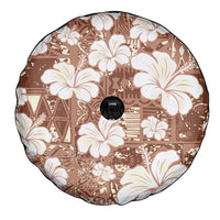 Brown Bula Fiji Masi Hibiscus Seamless Spare Tire Cover