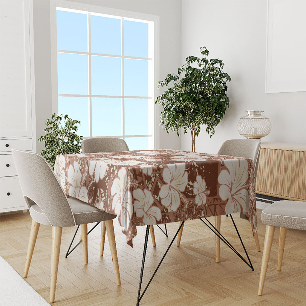 Brown Bula Fiji Masi Hibiscus Seamless Tablecloth