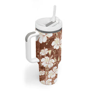 Brown Bula Fiji Masi Hibiscus Seamless Tumbler With Handle