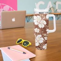 Brown Bula Fiji Masi Hibiscus Seamless Tumbler With Handle