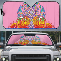 Rainbow Ngaru Taniko With Aotearoa Maori Tattoo Auto Sun Shade